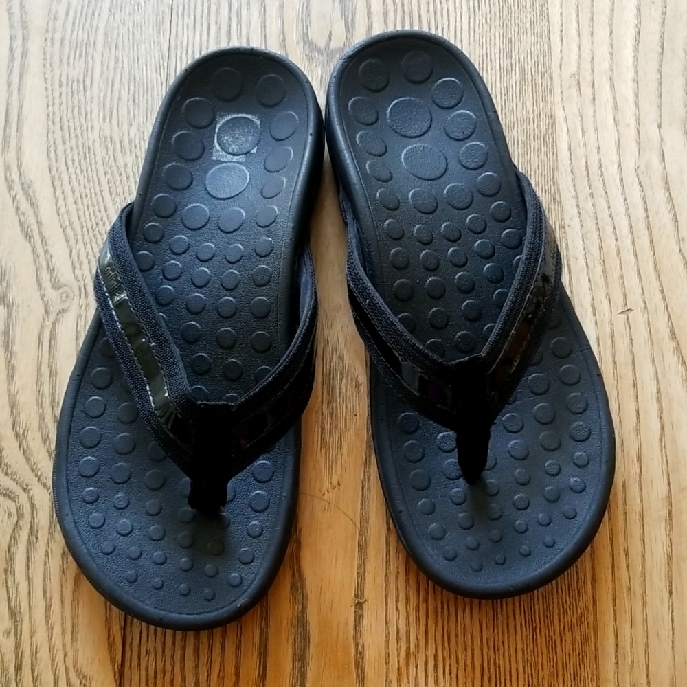 Vionic Orthaheel Tide Black Flip-Flops 8.5 Excellent